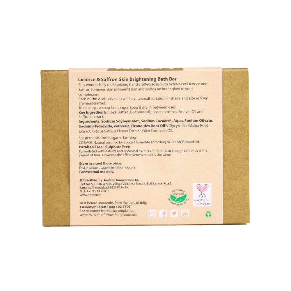 Organic Licorice & Saffron Skin Brightening Bath Bar – Pack of 3