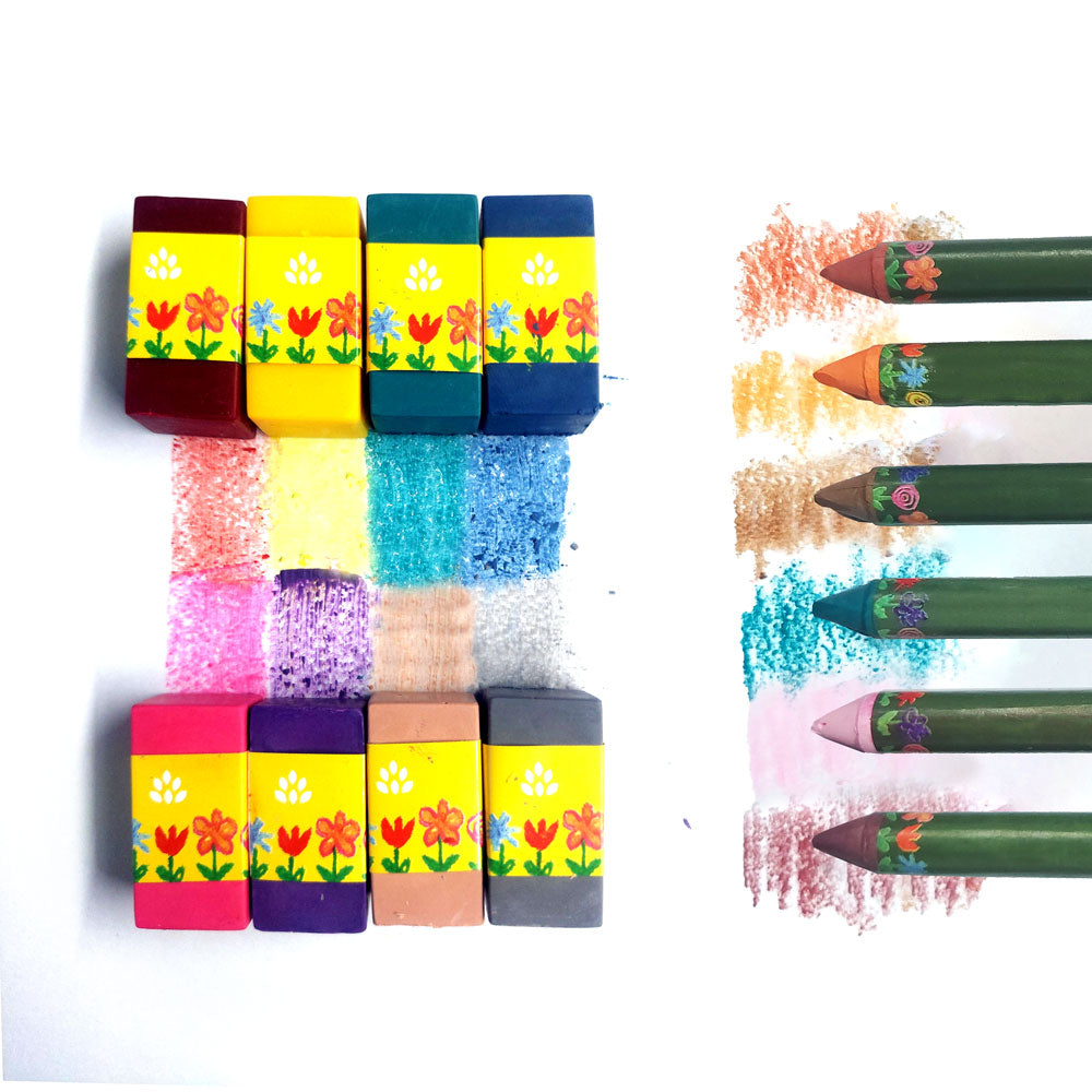 Organic Crayon Combo, 8 Standard Blocks & 6 Pencils