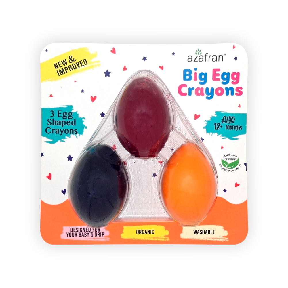 Big Egg Crayon - 3 Egg Shaped Washable Crayons