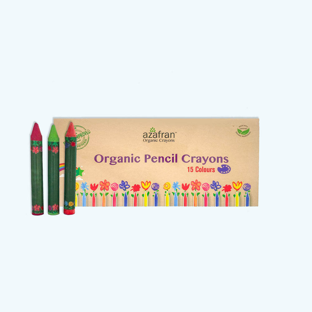 Organic Pencil Crayons, 15 colors, Washable, Non Toxic