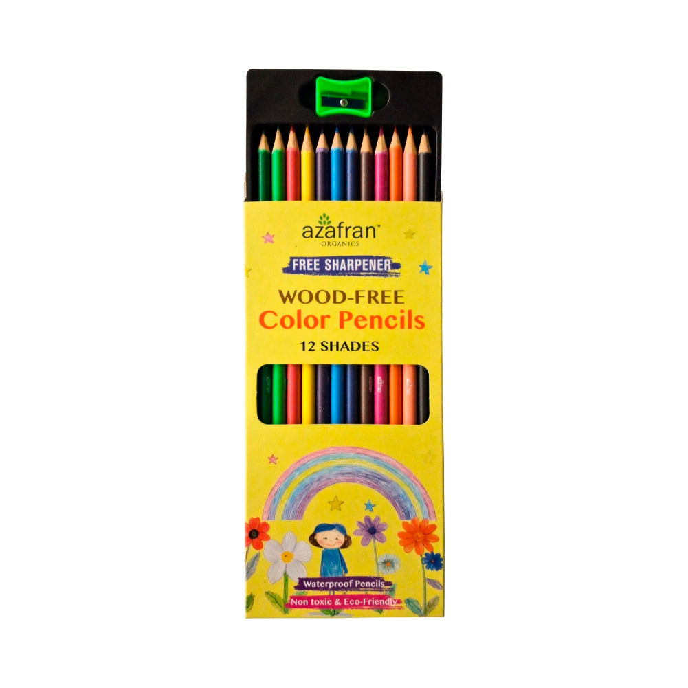 Wood-Free Color Pencils - 12 Shades - Free Sharpener