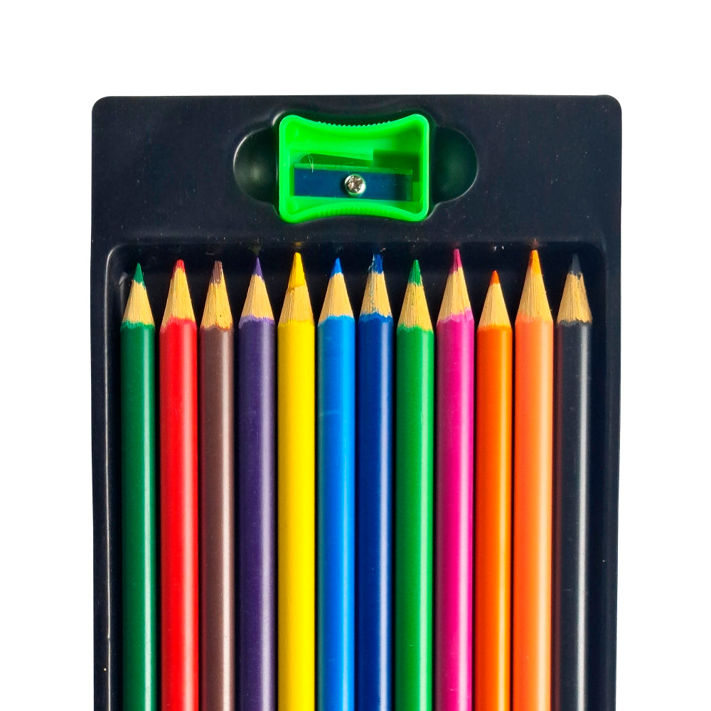 Wood-Free Color Pencils - 12 Shades - Free Sharpener