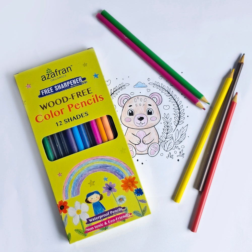 Wood-Free Color Pencils - 12 Shades - Free Sharpener