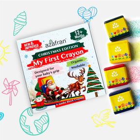 My First  Crayon - Christmas Edition - 4 Jumbo Washable Block Crayons Colours for kids 12m+