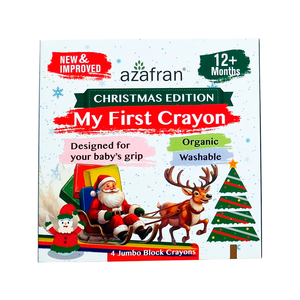 My First  Crayon - Christmas Edition - 4 Jumbo Washable Block Crayons Colours for kids 12m+