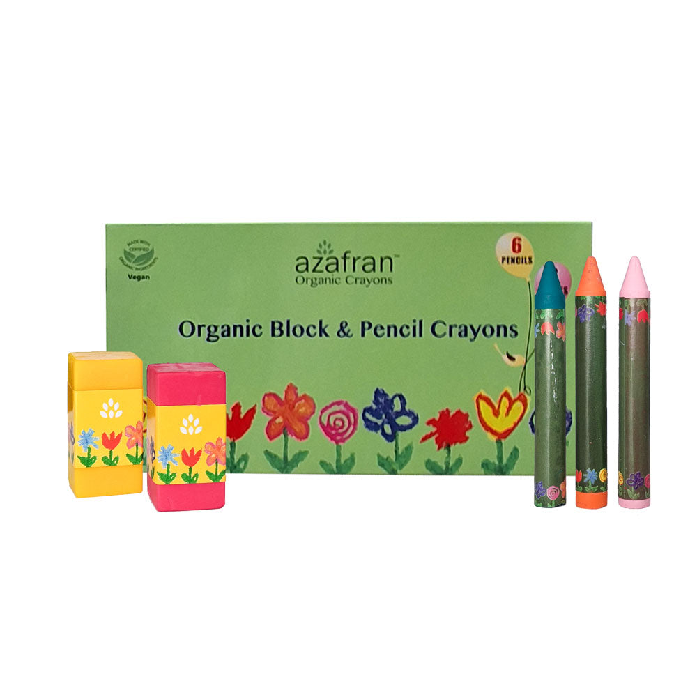 Organic Crayon Combo, 8 Standard Blocks & 6 Pencils