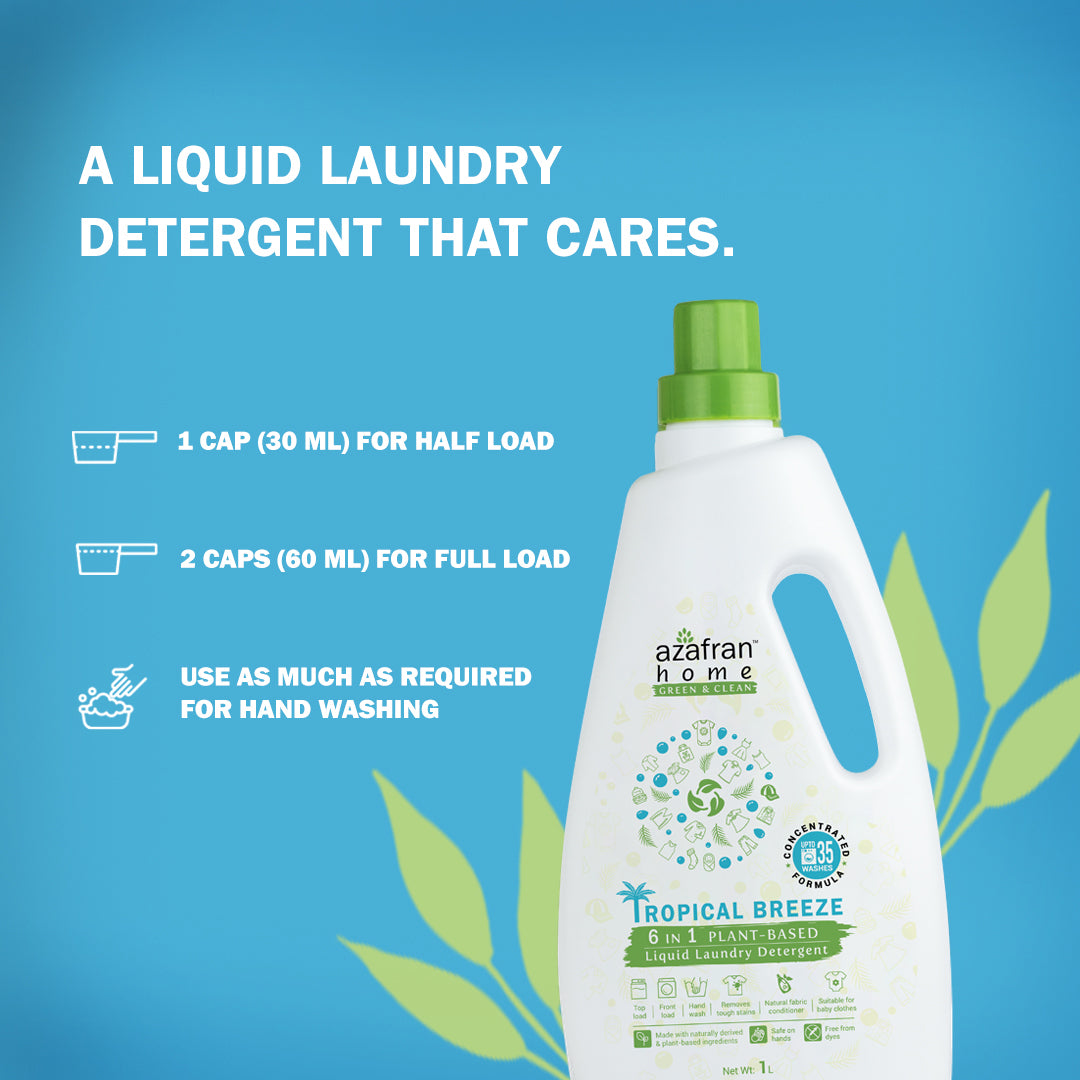 Tropical Breeze 6 in 1 Plant Based Liquid Laundry Detergent (Bottle + Refill)