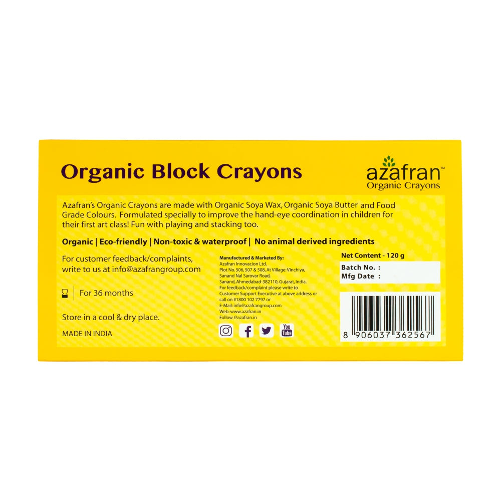 Organic Block Crayons (8 Colors)