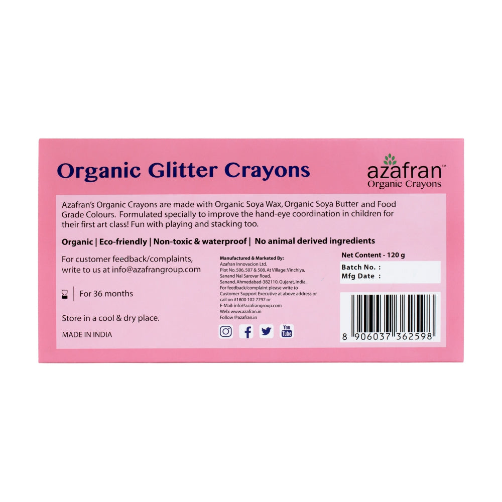Organic Glitter Crayons(8 Colours)